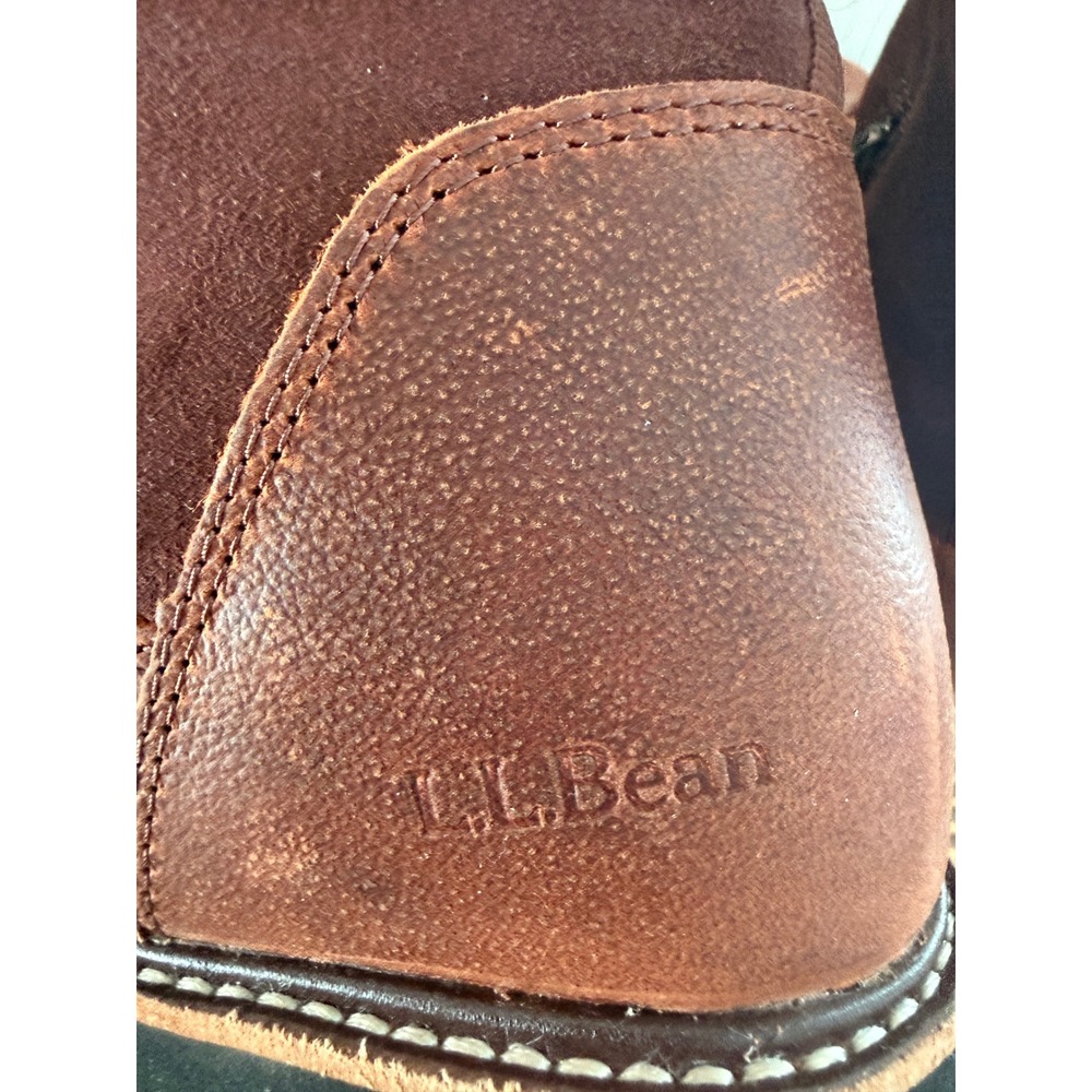 LL Bean Womens Rugged Cozy Boots Leather Mid Brown Sherpa Lined Sz 8.5M Winter - Picture 5 of 11